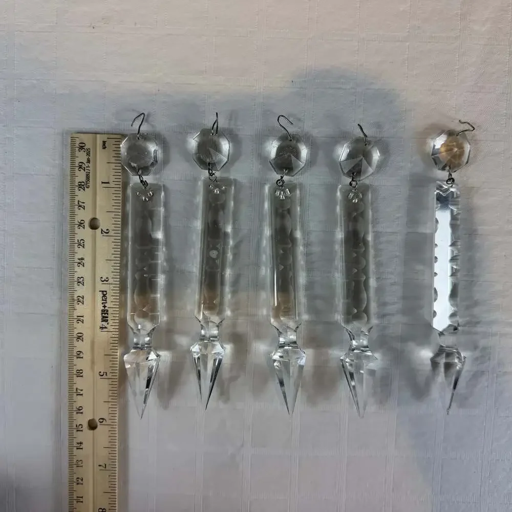 Clear Faceted Crystal Chandelier Prism Drops w/ Octagon Connector 6